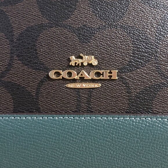 Coach Mini Sierra Satchel Signature Canvas Brown Turquoise Crossbody Bag F34290 - Picture 12 of 16